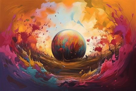 Impossible world. Surreal painting. Conceptual illustration. Illustration created with generative AIの素材