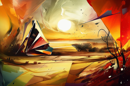Impossible world. Surreal painting. Conceptual illustration. Illustration created with generative AIの素材