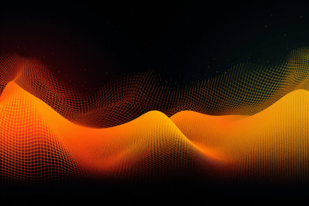 Colorful gradient waves made from lines and dots. Illustration created with generative AIの素材