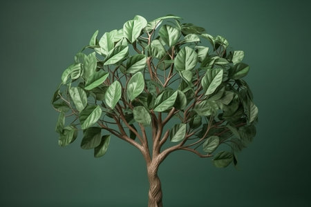 A tree in the shape of a human brain - conceptual illustration created with generative AIの素材