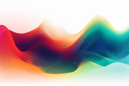 Colorful gradient waves made from lines and dots. Illustration created with generative AIの素材