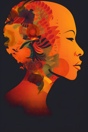 Conceptual illustration with african themes and motifs. Can be used as a background image for Africa related designs. Created with generative AIの素材