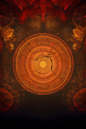 Conceptual illustration with african themes and motifs. Can be used as a background image for Africa related designs. Created with generative AIの素材