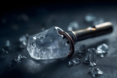 A hot iron key melting ice. Security conceptual illustration. Created with generative AIの素材