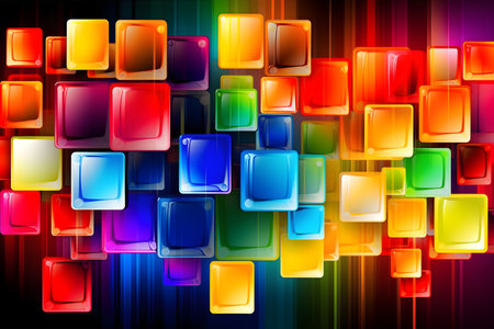 Abstract illustration - modern art colorful painting with geometrical patterns. Created with generative AIの素材