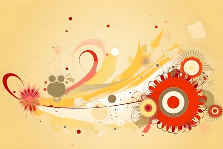 Abstract illustration - modern art colorful painting with geometrical patterns. Created with generative AIの素材