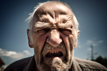 Funny old man who is extremely angry and outraged Created with generative AIの素材