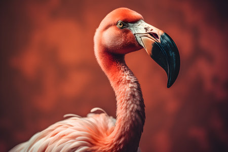 Funny flamingo in studio, colorful background. Created with generative AIの素材