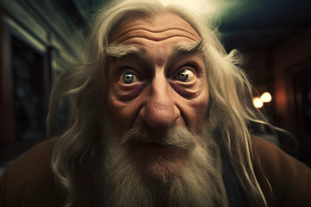 Funny old man who is extremely disgusted. Created with generative AIの素材