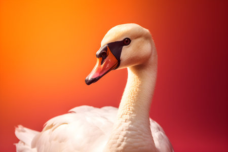 Funny swan in studio, colorful background. Created with generative AIの素材