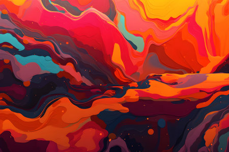 Abstract illustration of a colorful melted lava concept. Created with generative AIの素材