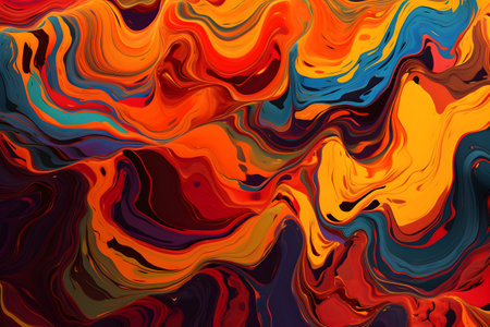 Abstract illustration of a colorful melted lava concept. Created with generative AIの素材
