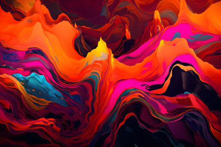 Abstract illustration of a colorful melted lava concept. Created with generative AIの素材