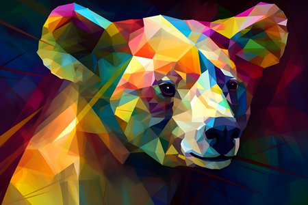 A beautiful koala, modern artwork, abstract colorful painting with geometric shapes. Hand drawn digital painting. Created with generative AIの素材