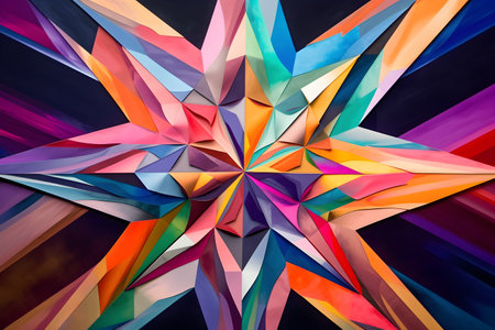 A beautiful star, modern artwork, abstract colorful painting with geometric shapes. Hand drawn digital painting. Created with generative AIの素材