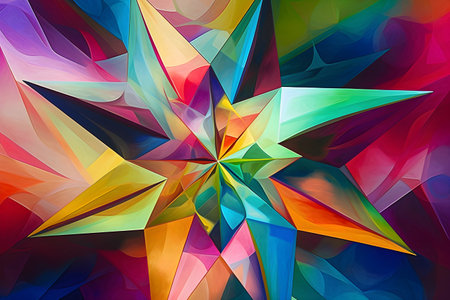 A beautiful star, modern artwork, abstract colorful painting with geometric shapes. Hand drawn digital painting. Created with generative AIの素材