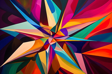 A beautiful star, modern artwork, abstract colorful painting with geometric shapes. Hand drawn digital painting. Created with generative AIの素材