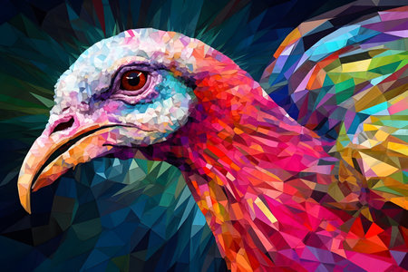 A beautiful turkey, modern artwork, abstract colorful painting with geometric shapes. Hand drawn digital painting. Created with generative AIの素材