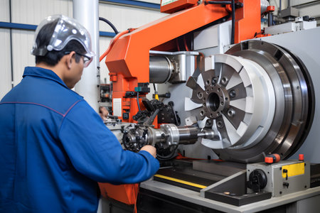 A diligent factory worker operating heavy machinery on the production line, ensuring the smooth and efficient manufacturing process. Generative AIの素材
