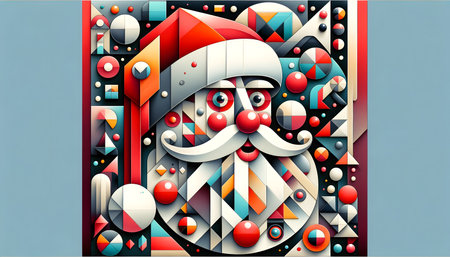 Abstract Geometric Santa Claus: A Surreal Modern Christmas Painting. Created with Generative AIの素材