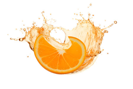 Round Orange Juice Splash Isolated on White Backgroundの素材