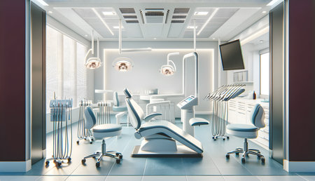 Modern Dental Clinic Interior Design. Generative AIの素材