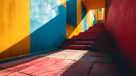 Colorful Architecture Detail. Beautiful Minimalist and Vibrant Composition Generative AIの素材