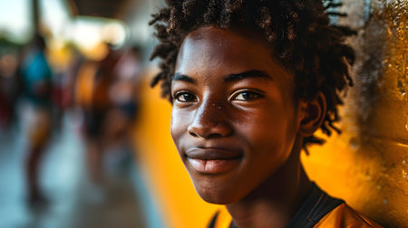 Confident Teenager with a Bright Smile. Generative AIの素材