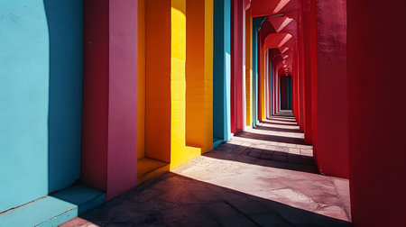 Colorful Architecture Detail. Beautiful Minimalist and Vibrant Composition Generative AIの素材