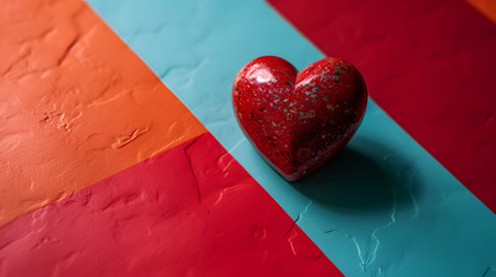 Artistic Heart on Color Block Background. Generative AIの素材