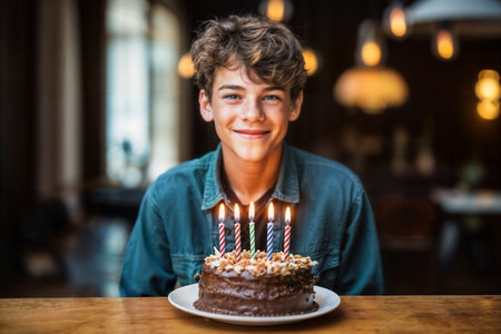 Birthday Wish and Chocolate Cake. Generative AIの素材