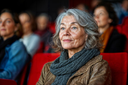 Engrossed Senior Woman at Theater Generative AIの素材