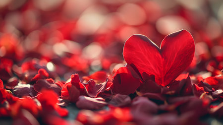 Romantic Red Heart-Shaped Leaf. Generative AIの素材