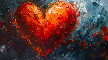 Expressive Abstract Red Heart Painting Generative AIの素材