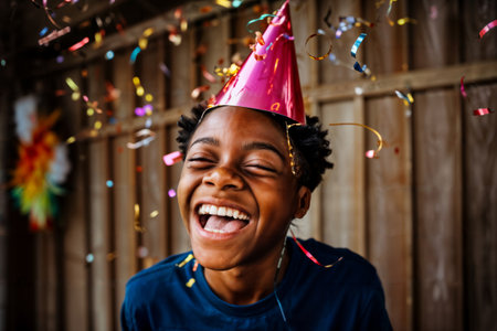 Joyful Child at Birthday Party Generative AIの素材