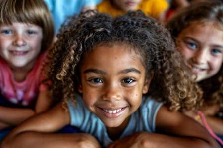 Multiracial Children Smiling Together. Generative AIの素材