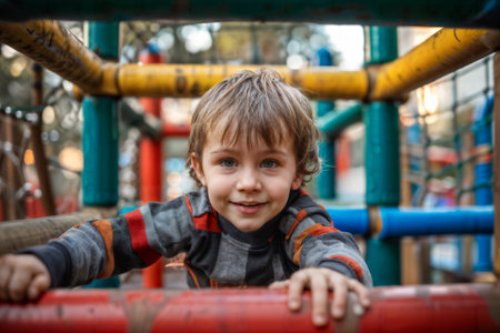 Playful Boy at Playground. Generative AIの素材