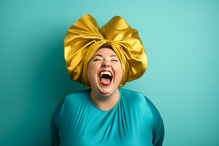 Radiant Joy with Golden Headwrap. Generative AIの素材