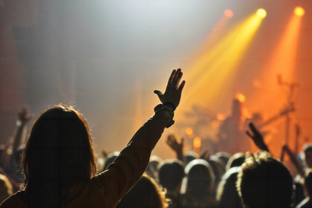 Concert Crowd Enjoying Live Music. Generative AIの素材