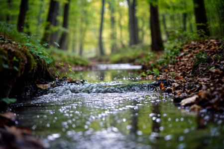 Forest Stream in Autumn. Generative AIの素材