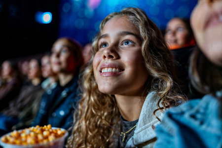 Engrossed Audience at Movie Theater. Generative AIの素材