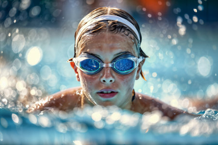 Focused Swimmer in Action. Generative AIの素材