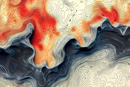 Topographic Contour Map Design. Generative AIの素材