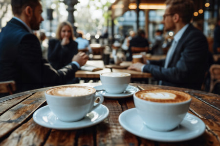Business Meeting Over Coffee. Generative AIの素材