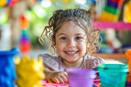 Happy Child Playing with Toys. Generative AIの素材