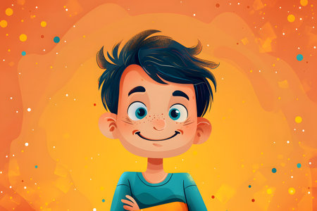 Funny Boy. Colorful Flat Style Illustrationの素材