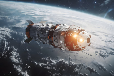 Spaceship Travellin. Space Exploration Concept.の素材