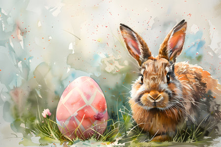 The Easter Bunny. Watercolorの素材
