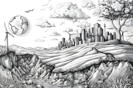 Sustainable Energy. Conceptual Illustrationの素材