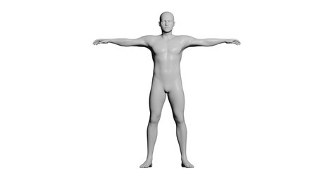 White Male Mannequin in T-Pose Isolated on White Background. Front View. 3D renderingの写真素材